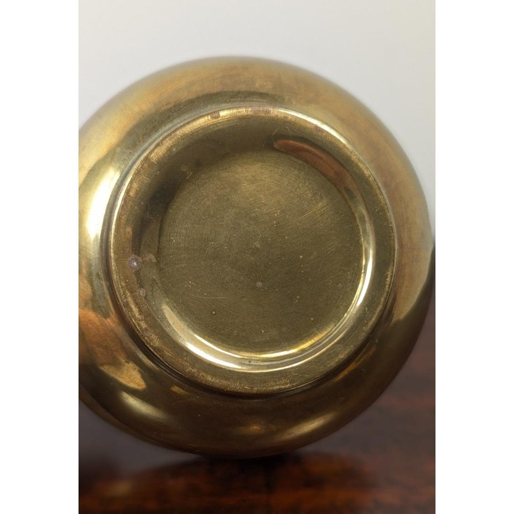Vintage Solid Brass Pierced Heart Cachepot Planter Bowl Jardiniere Gold 4in - Picture 6 of 6